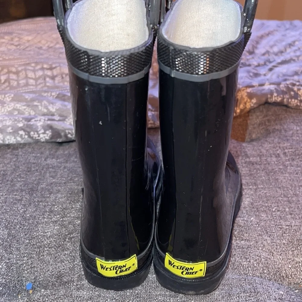 Fire chief Style Western Chief Black Little Kid Rain Boots sz 12